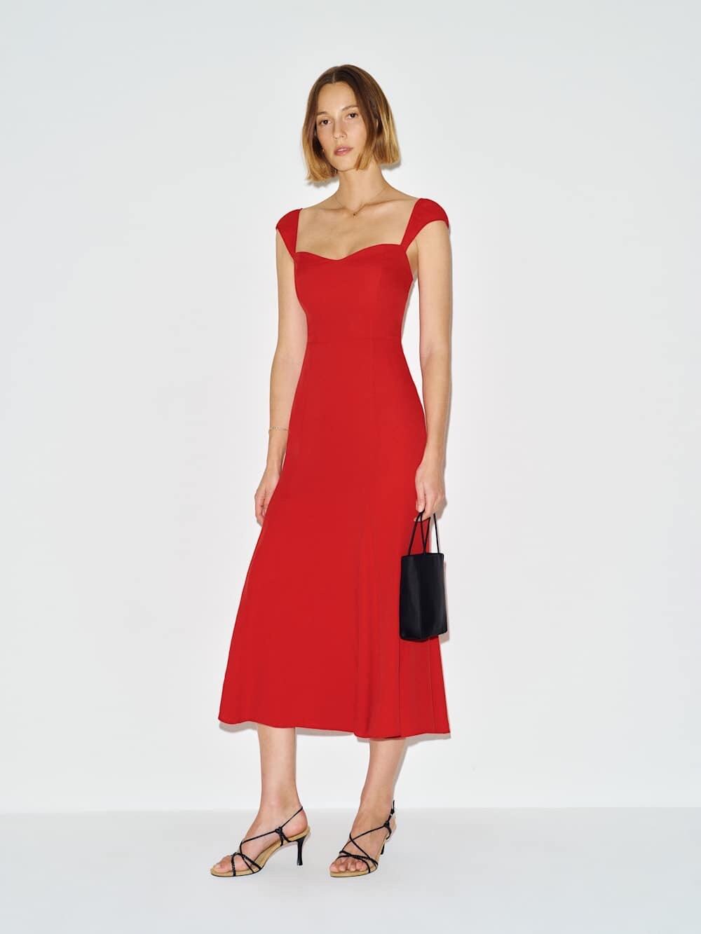 SZ 4 Reformation Bryson Dress Cherry NWT